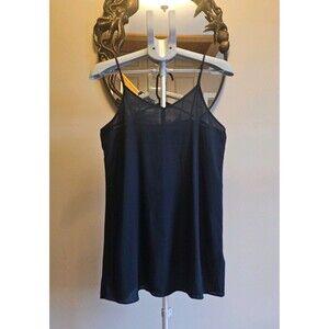 Farm Rio Sheer Camisole Shirt Womens Small Navy Spaghetti Strap V-Neck Tank Top